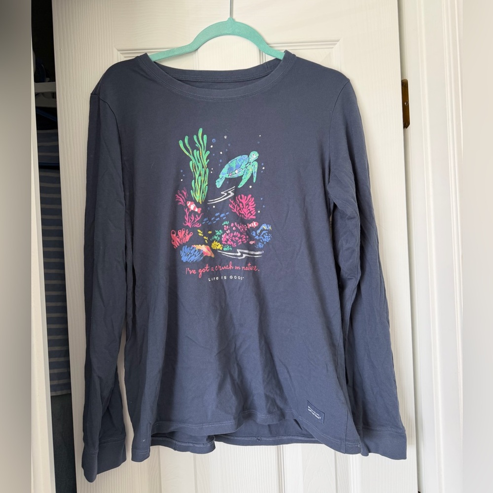 Life Is Good Navy Long-Sleeve Tee - Size Large